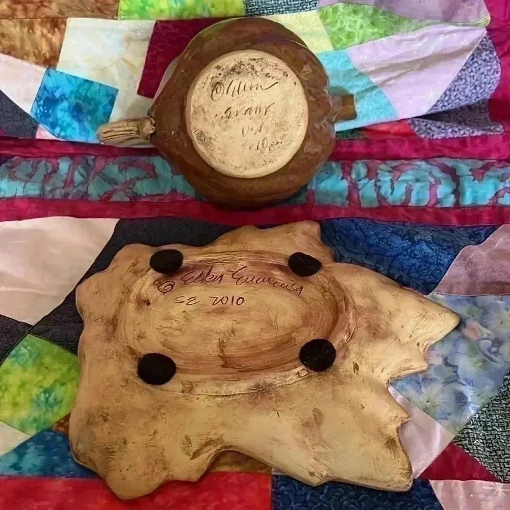NWOT Terrafirma Ceramics NYC Sauceboat & tray Ellen Evans Signed 2010 Maple HTF